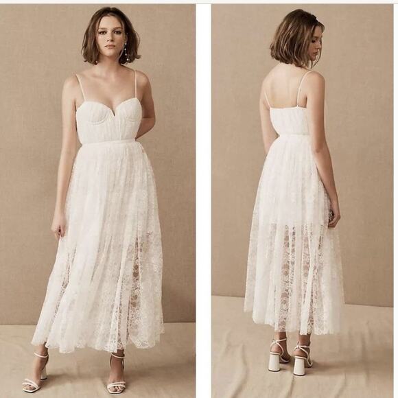 BHLDN Dresses & Skirts - Sau Lee BHLDN Selena White Lace Dress NEW Size 12 Wedding Bridal